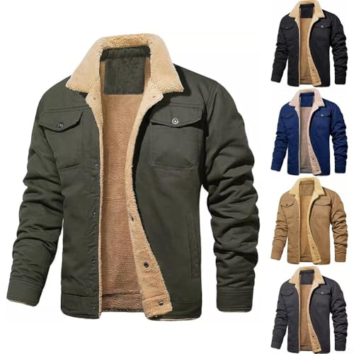 Manteau d'hiver homme marron veste cargo doublée polaire XL - 3