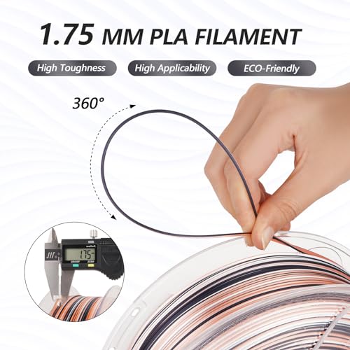 Image of AMOLEN Silk PLA 3D Printer Filament, Shiny Multicolor Rainbow PLA Filament 1.75mm, Fast Color Change PLA 3D Printing Filament for Most FDM 3D Printer, Black Pink White, 1kg (2.2lbs)