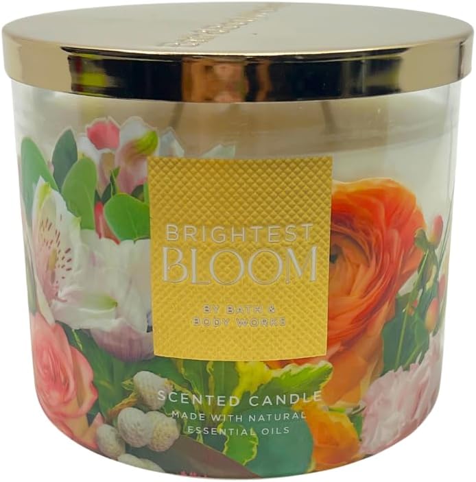 Bath & Body Works Brightest Bloom 3-Wick Scented Candle 14.5 oz with Essential Oils