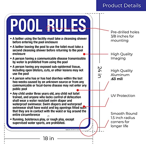 Cartel de reglas para piscina Utah de aluminio miniatura 3
