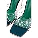Women's Clear Transparent Strap Stiletto Heel Sandals - Rhinestone Embellished Slip-On Dress Shoes Open Toe for Wedding Party Evening (Brisa) - Green Size 10