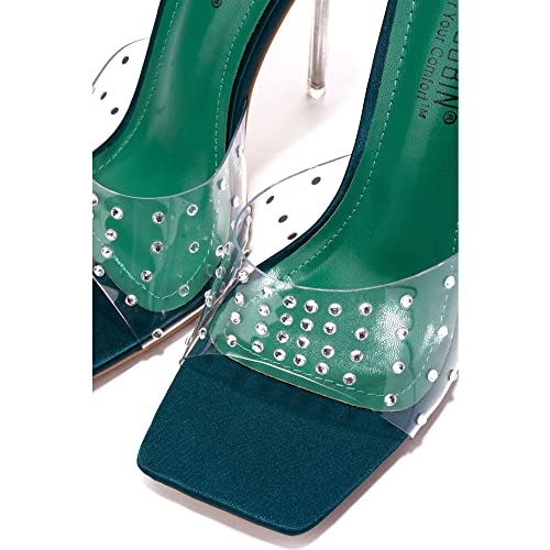 Cape Robbin Women's Clear Transparent Strap Stiletto Heel Sandals - Rhinestone Embellished Slip-On Dress Shoes Open Toe for Wedding Party Evening (Brisa)4