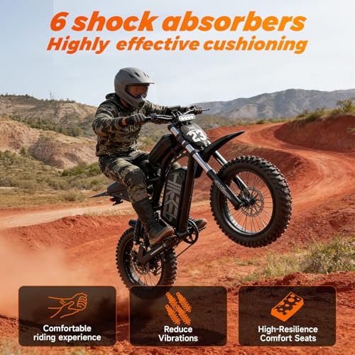 Image of High Power Electric Bike for Adults, 1500W-4000W Peak Ebike with UL Certified Battery, 20 inch Fat Tire Retro Scrambler Moped Style & Off-Road Electric Motorcycle, Full Suspension