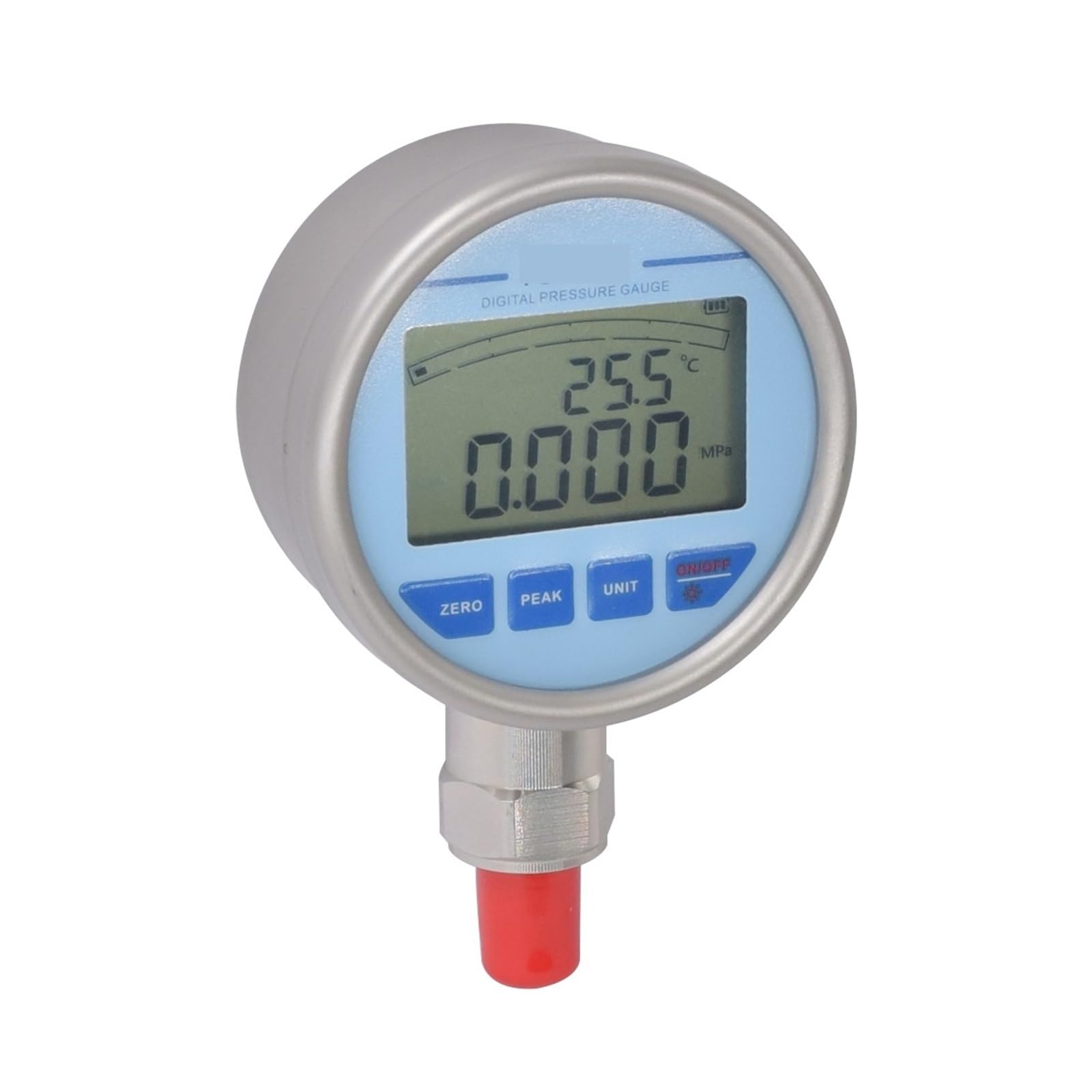 Druckmessgerät, Manometer aus Edelstahl der Klasse 4A, Genauigkeit 0,1% FS, batteriebetrieben, Hintergrundbeleuchtung, Spitzenwerthalt Öl, Kraftstoff, Luft, Wasser(G1-2,0-2.5Mpa)