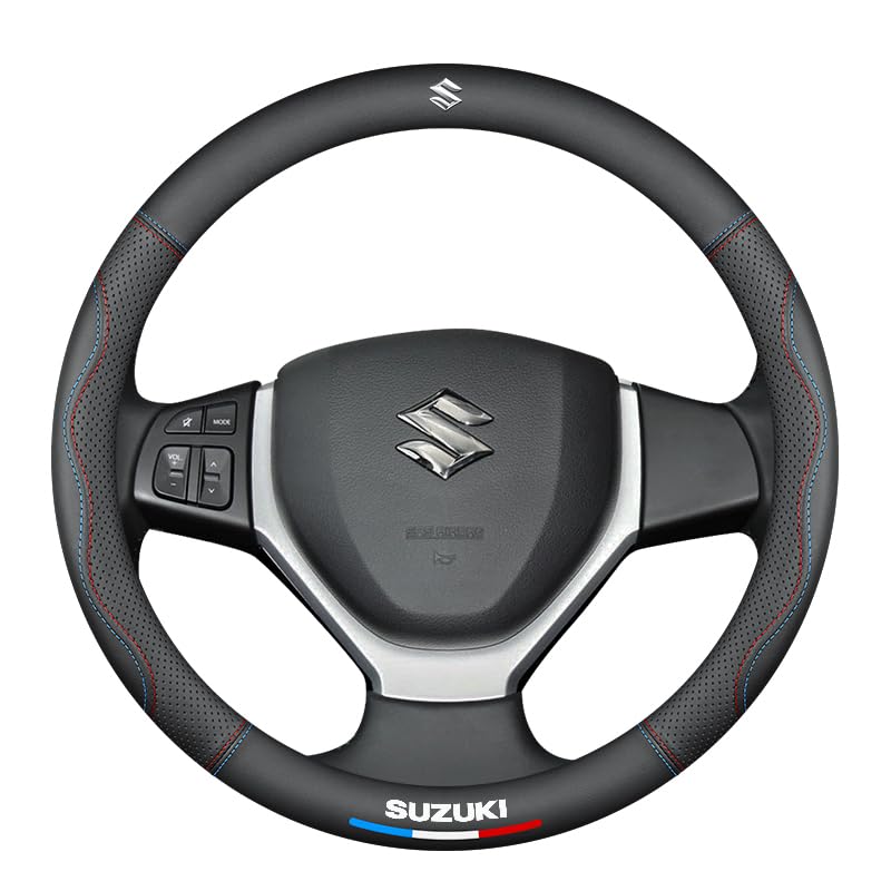 Car Steering Wheel Cover for Suzuki Jimny 5 Doors 2023-2025, Anti-Slip Steering Wheel Protector Breathable Leather Car Interior Accessories,C