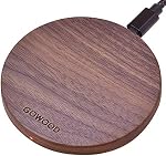 15W Chargeur sans fil en bois de noyer rapide - Pratique 1.5m Fort et résistant USB-C à USB-C/A Câble de recharge compatible - LED Intégré USB-C Chargeur sans fil rapide