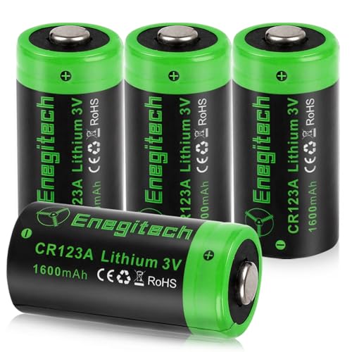 Enegitech CR123A 3V Lithium Battery, 123 3 Volt Lithium Battery, for Home Security Sensor Motion Sensor Door Lock High Intensity Flashlights Long-Lasting Non-Rechargeable (CR123A 4 Pack)