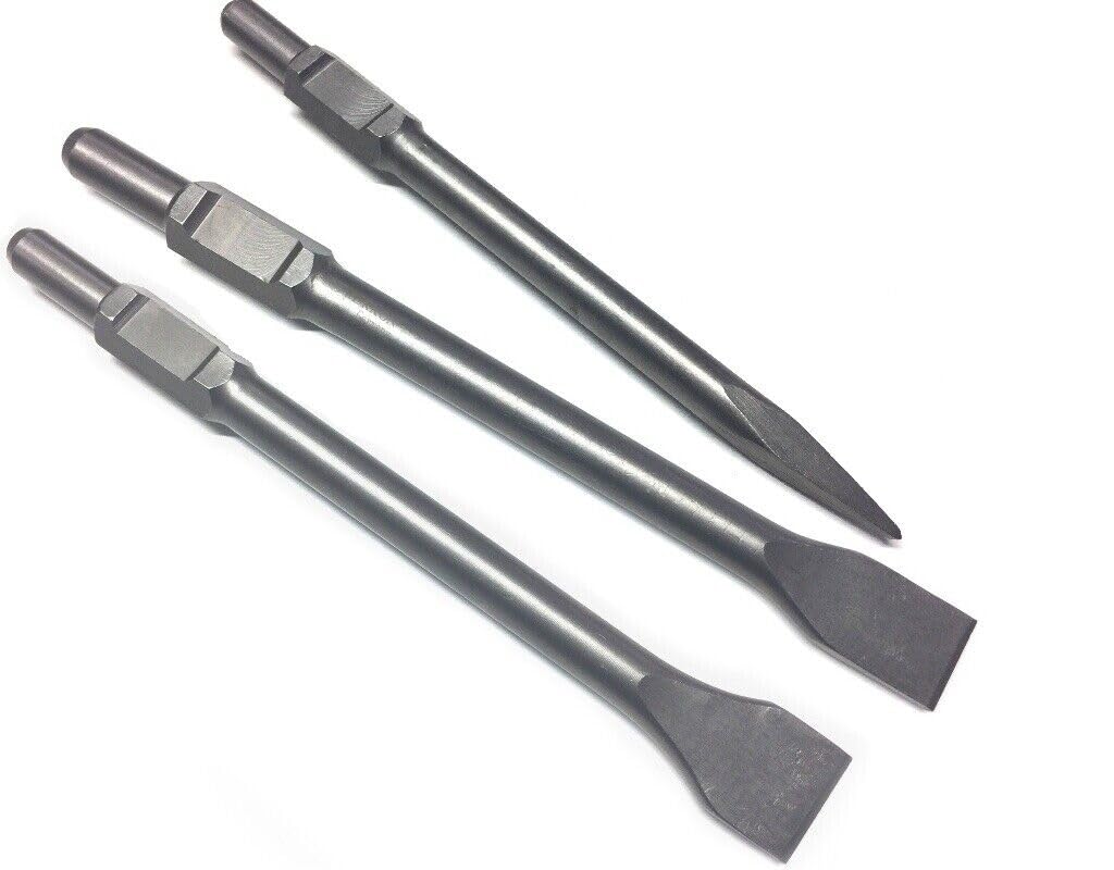 WERHE Scalpello esagonale professionale SDS set 3 pezzi 30 35 50 x 410 mm forcella a punta piatta zoccolo punta per demolizione martello