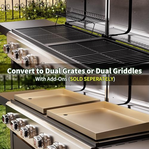 Image of Brand-Man 6-Burner Propane Gas Grill Griddle Combo 2-in-1 Outdoor BBQ Grill