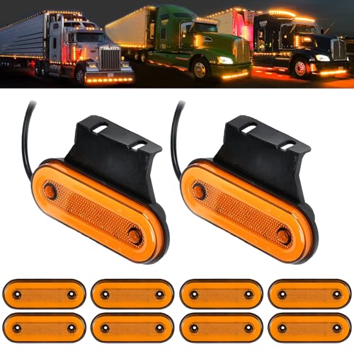 30PCS Rotonde LED Luci di Posizione Laterali, Universal 12V-24V 3/4 LED Indicatori Laterali Luci di Posizione o d'ingombro per la Parte Frontale per Rimorchi/Camper/Camion/Barca(Rosso+Ambra+Banco