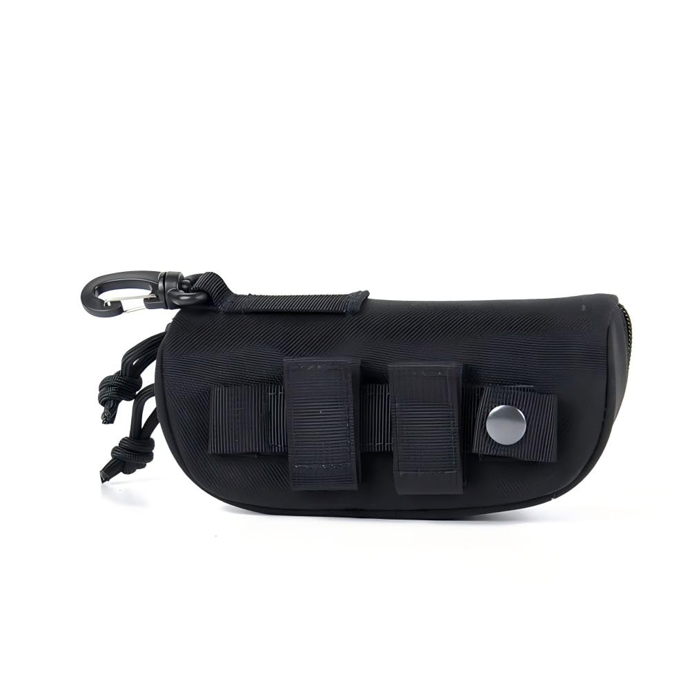 ZZY Tactical Molle Glasses Pouch, Durable Black Glasses Case for Eyeglasses and Sunglasses, Shockproof Eyeglasses Case with Molle Attachment, Portable Sunglass Case for Outdoor Use