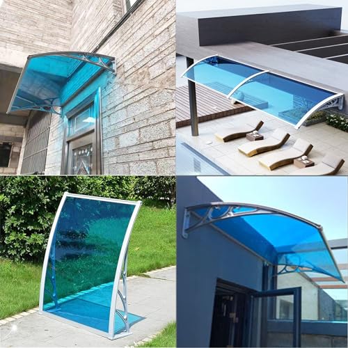 Door Canopy Awning, Polycarbonate Window Awning for Patio, Entrance Shelter, Weather-Resistant Canopy, Sizes: 60/80/100/120/150 cm (80x200 cm) - Image 5