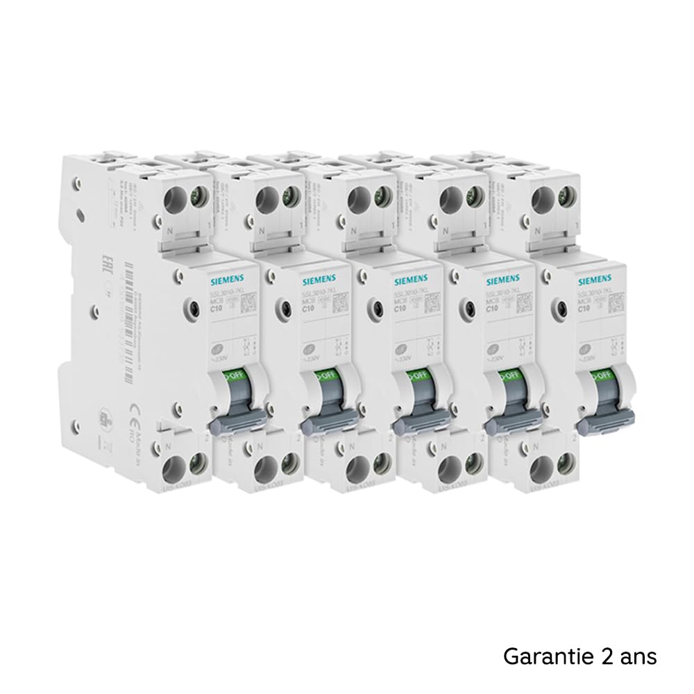 SIEMENS - Lot De 5 Disjoncteurs Électriques Phase + Neutre 10A
