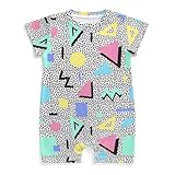AuHomea Retro Vintage 80s Or 90s Fashion Style Abstract Newborn Baby Romper Clothing Cute Infant Short Sleeve Clothes Jumpsuit Playsuit One Piece Outfit for 18-24M Boy Girl