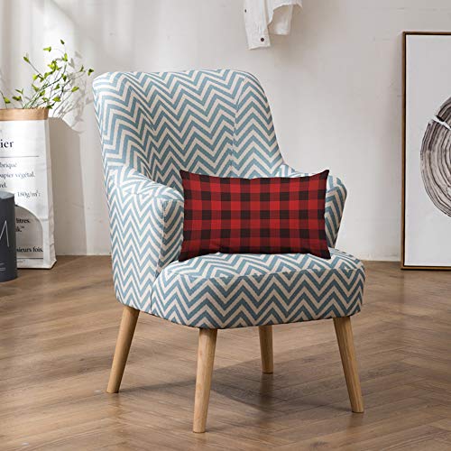 Hosnye Buffalo Plaid Throw Pillow Cover Classic Lumberjack Plaid Red And Black Linen Fabric For Couch Bed Sofa Car Waist Cushion Cover 12 X 20 Inch Pillow Case #TOP3