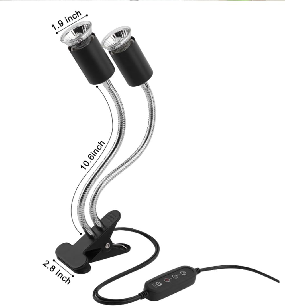 Amazon | 爬虫類用バスキングランプ 双頭UVランプ 爬虫類用器具