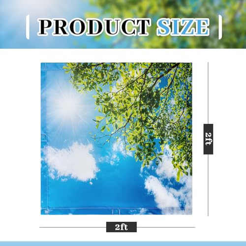 Image of VIHOSE 4 Pcs 2 x 2 Feet Fluorescent Light Covers for Ceiling Lights Classroom Magnetic Light Filters for Reducing Harsh Glare Flicker for Office Classroom Home Drop Ceiling(Sky Leaves)