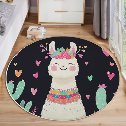 Tapis rond chameau rose 60cm doux lavable en machine chambre salon