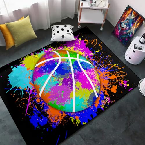 Basketball Boys Rug - Graffiti Basketball Rug for Boys Room Sports Carpet Rugs, 4.5x6 Feet
