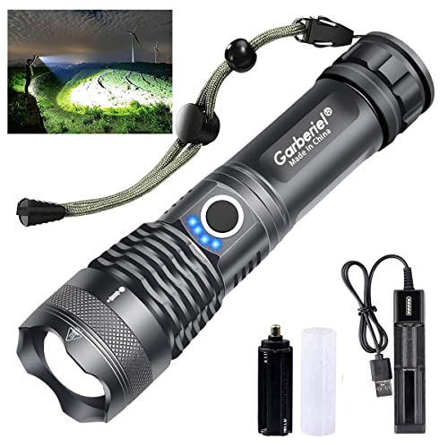 Garberiel XHP50 LED Torch Super Bright Powerful Tactical Flashlight 5...