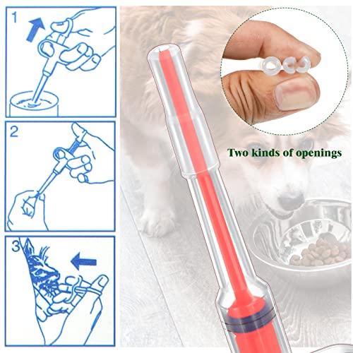 Nuanchu 2 Pieces Pet Pill Plunger Popper For Small Cats Dogs Pill Gun Dispenser Shooter Pet Piller Soft Tip Tablet Syringe Pusher Animal Medicine Feeder For Feeding Accessories (Red, Green) #TOP5