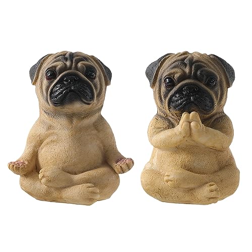 Pack 2 Figuras Decorativas Yoga Pug Brown miniatura 1