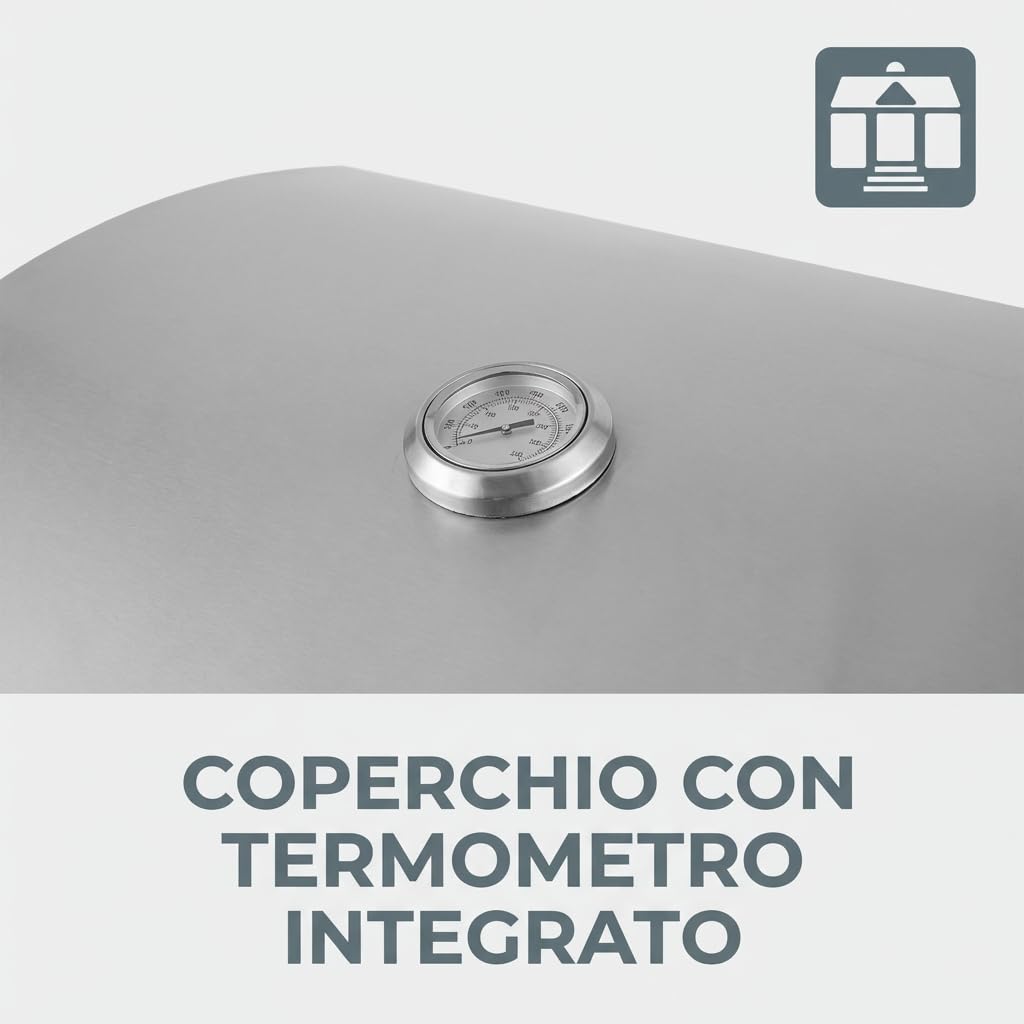 Tarrington House Barbecue a Gas 3 Bruciatori Cathan, Acciaio Inox 6.6 kW, Coperchio con Termometro, Accensione Elettrica