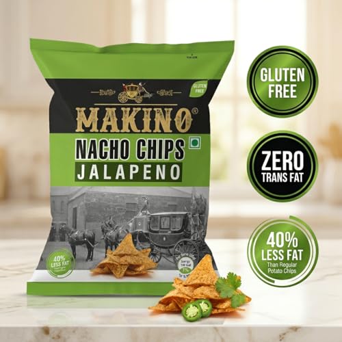 Image of Makino - Nacho Chips Jalapeno Flavour 150 Gram | Tortilla | Healthy | Tasty Savoury Snack | Delicious Nacho Chips | Low Calorie - Pack Of 3