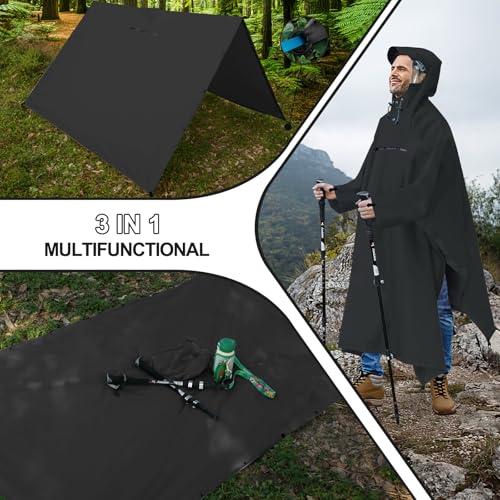 Andake Waterproof Rain Poncho for Adults Unisex,230T Ripstop Polyester,Raincoat Gear with Transparent Viewing Window Outdoors4