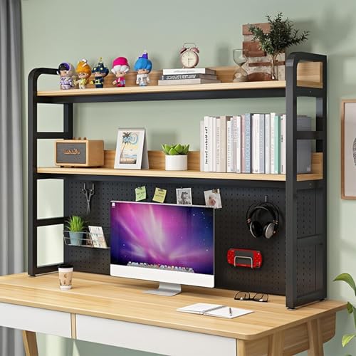Pequeño soporte para libros de escritorio - Soporte de escritorio de oficina, organizador de escritorio de oficina con tablero, soporte de pantalla de escritorio de metal, estante organizador de