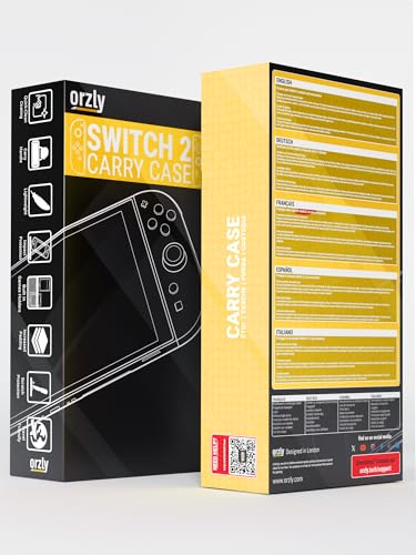 Image of Orzly Case Compatible with Switch 2 - Protective Travel Carry Case with Screen Padding, Game Card & microSD Slots, Zipped & Open Pockets for Accessories - 7.9 inch Gift Boxed