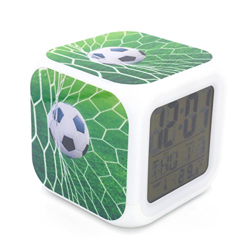 BoFy Led Alarm Clock Football Soccer Goal Sports Green Personality Creative Noiseless Multi-Functional