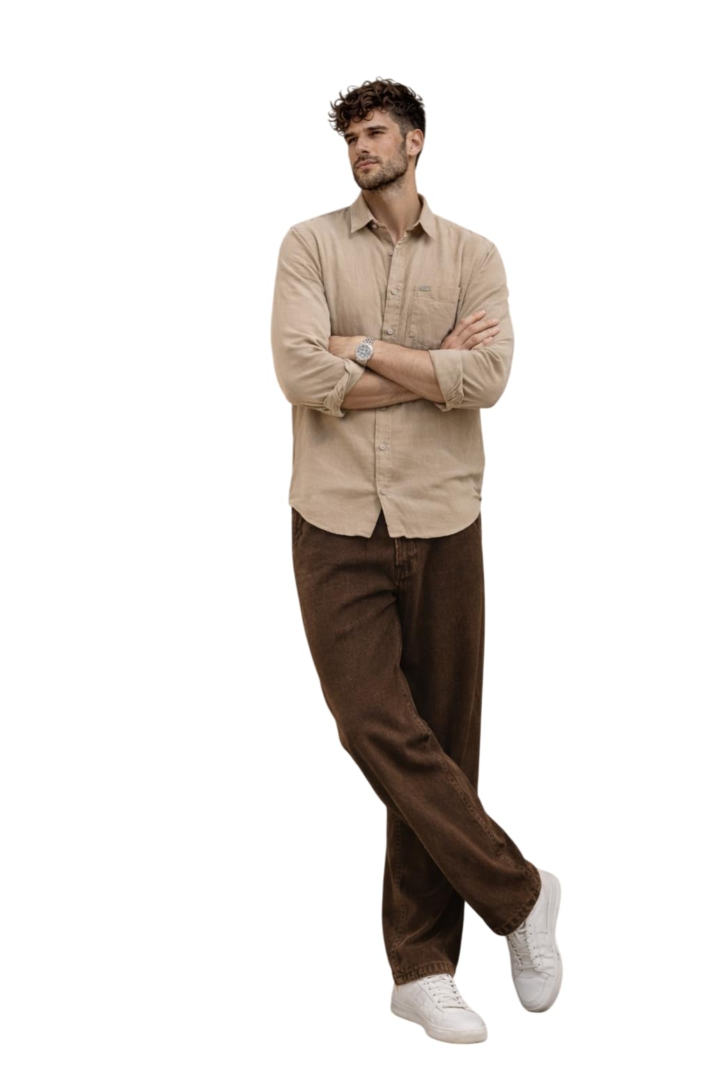 the dry state Men Basic Fit Linen Full Sleeve Shirt with Collar-picture-10