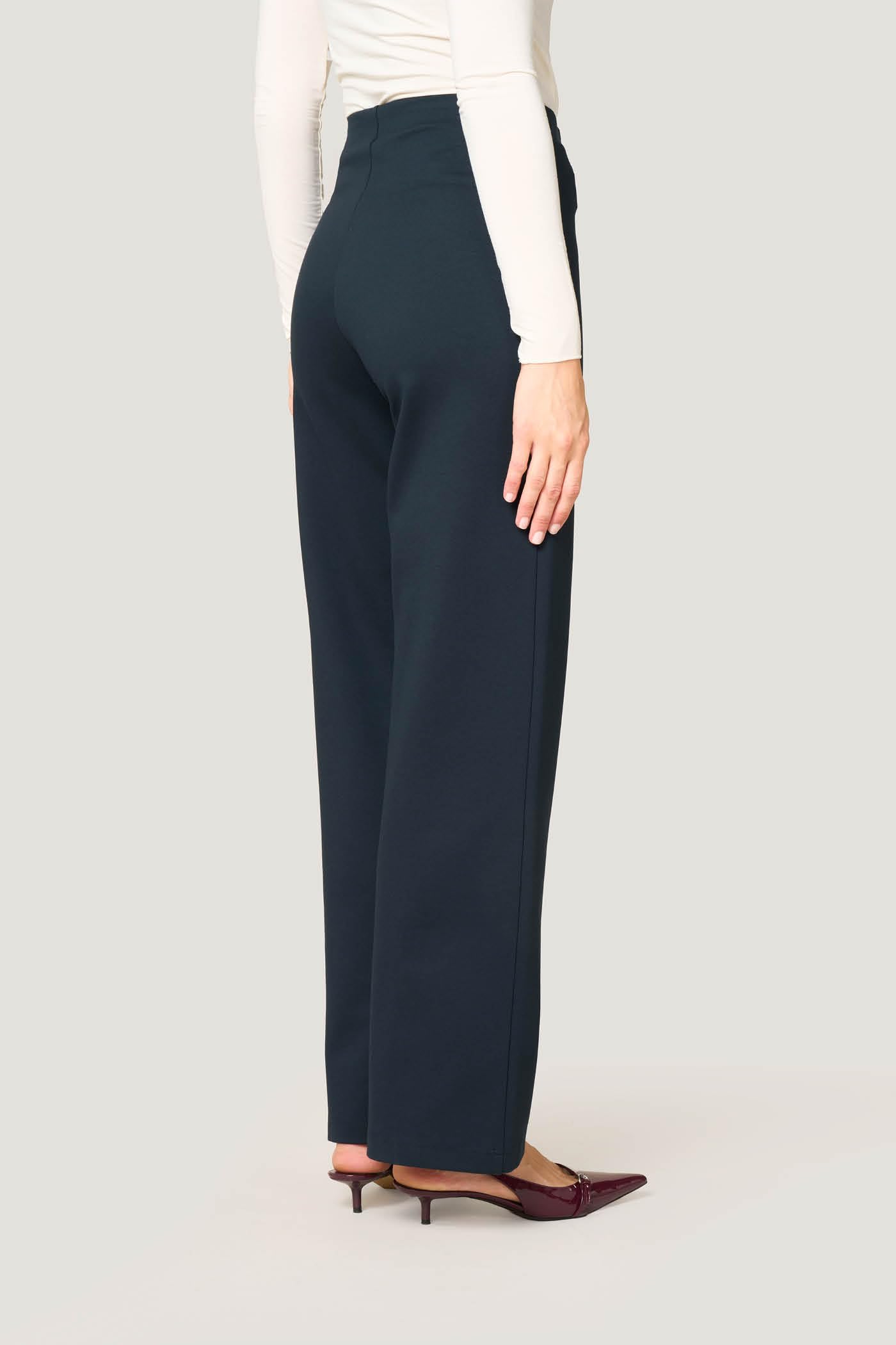 Goldenpoint Donna Pantaloni Wide Leg Leggermente Svasati al Fondo con Bottoni in Viscosa