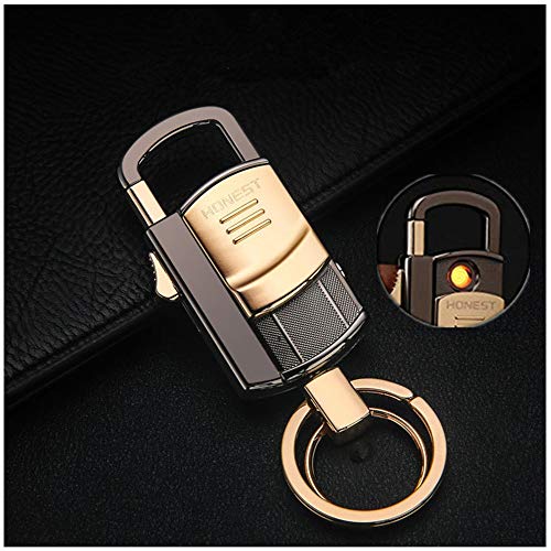 Key Chain Flashlights LED with Windproof Flameless Electric Cigarette Lighter, 2 Key Rings