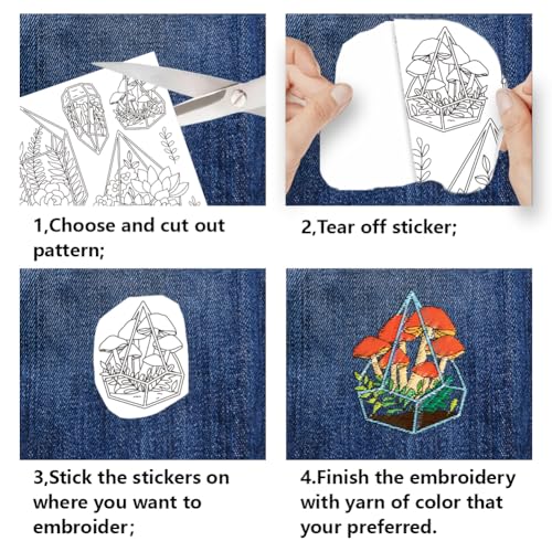 BENECREAT 31pcs Water Soluble Embroidery Stabilizers, Geometric Vessel Stick and Stitch Embroidery Paper Wash Away - Image 3
