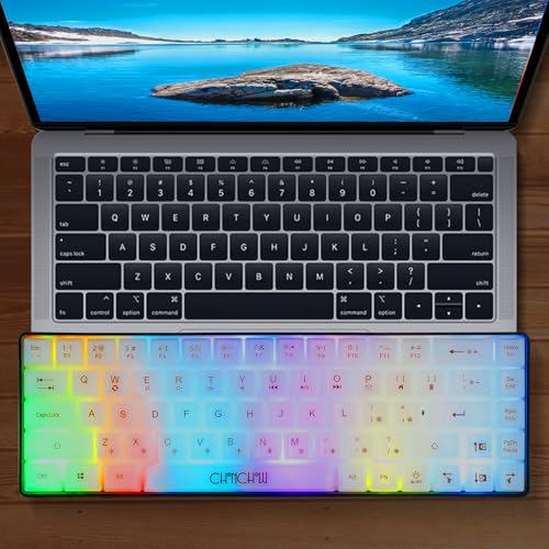 CHONCHOW Mini 60% Gaming Keyboard, Rainbow RGB Backlit 68 Keys Small Compact Keyboard, Transparent USB Wired Gaming Keyboards for Windows Laptop PC Mac Xbox PS4 PS5 Gamer