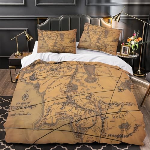 Housse de couette 140x200 microfibre super douce motif carte 3D - 2