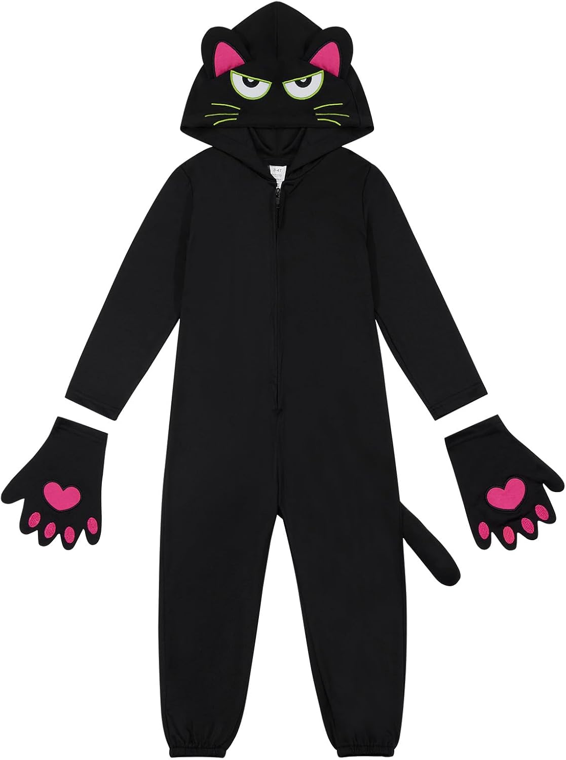 ESHOO Black Cat Costume for Kids Halloween Costumes Black Cat Onesie Girls Boys Unisex Dress Up Animal Jumpsuit 3-12Y - Image 7