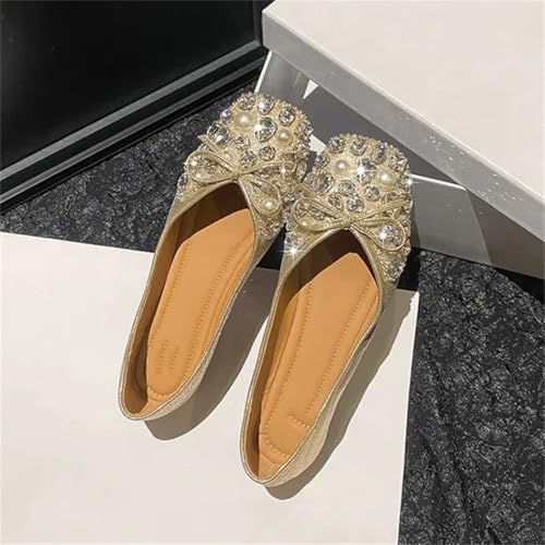 Women Office Plus Size Shoes Wedding Party Square Toe Flats Crystal Diamonds Decoration Shoes2