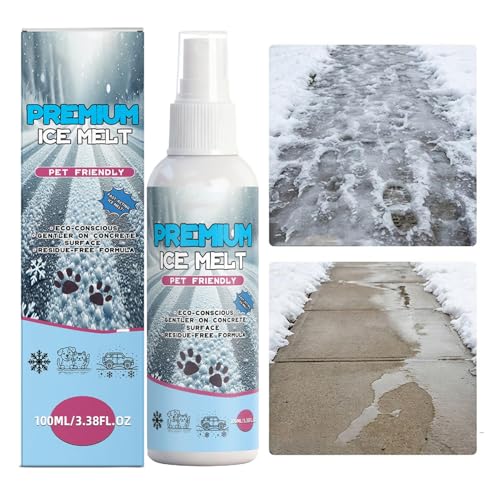 Pet Safe Salt Ice Melt,100ml Fast-Acting Long-Lasting | Driveway Salt Deicer Pet Ice Melt Spray | for Sidewalk Concrete Asphalt Patio Road Deck Outdoor Paw Protection