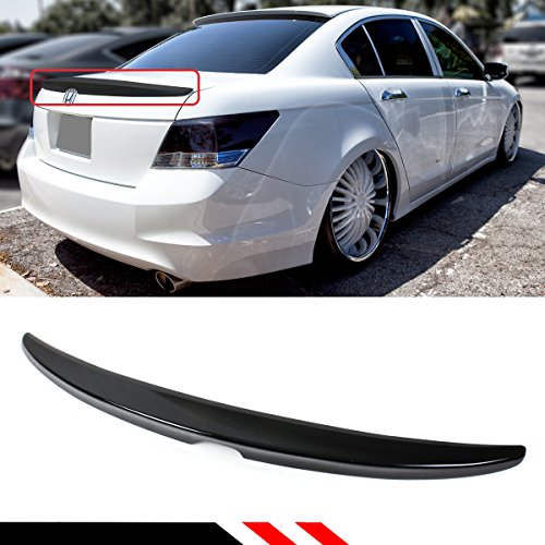 Cuztom Tuning Painted Glossy Black Rear Trunk Lid Spoiler Compatible with 2008-2012 Honda Accord 4 Door Sedan Model