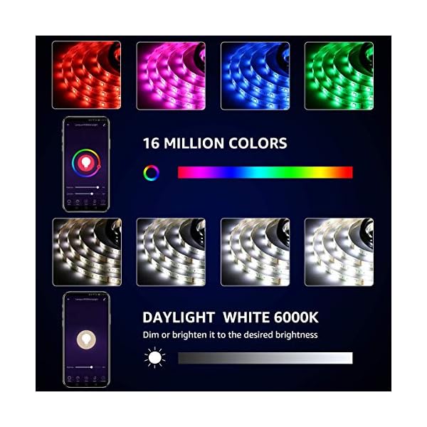 LE LED Strip 5M, Alexa RGBW LED Streifen mit Musik, IP65 Smart LED Leiste, [nur 2.4GHz] WiFi Hell 5050 LED Band… – Bild 5