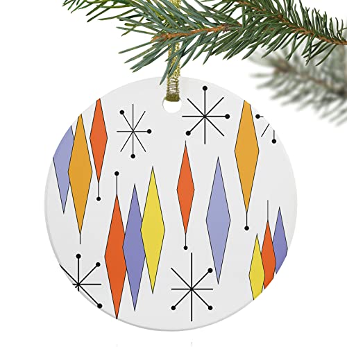2022 Christmas Ornaments Xmas Tree Hanging Ornaments, Geometric Ornaments Gift For Friend Family Holiday Abstract Modern Purple Yellow Orange Diamond Hanging Christmas Tree Ornaments Decor Round 3" #TOP27