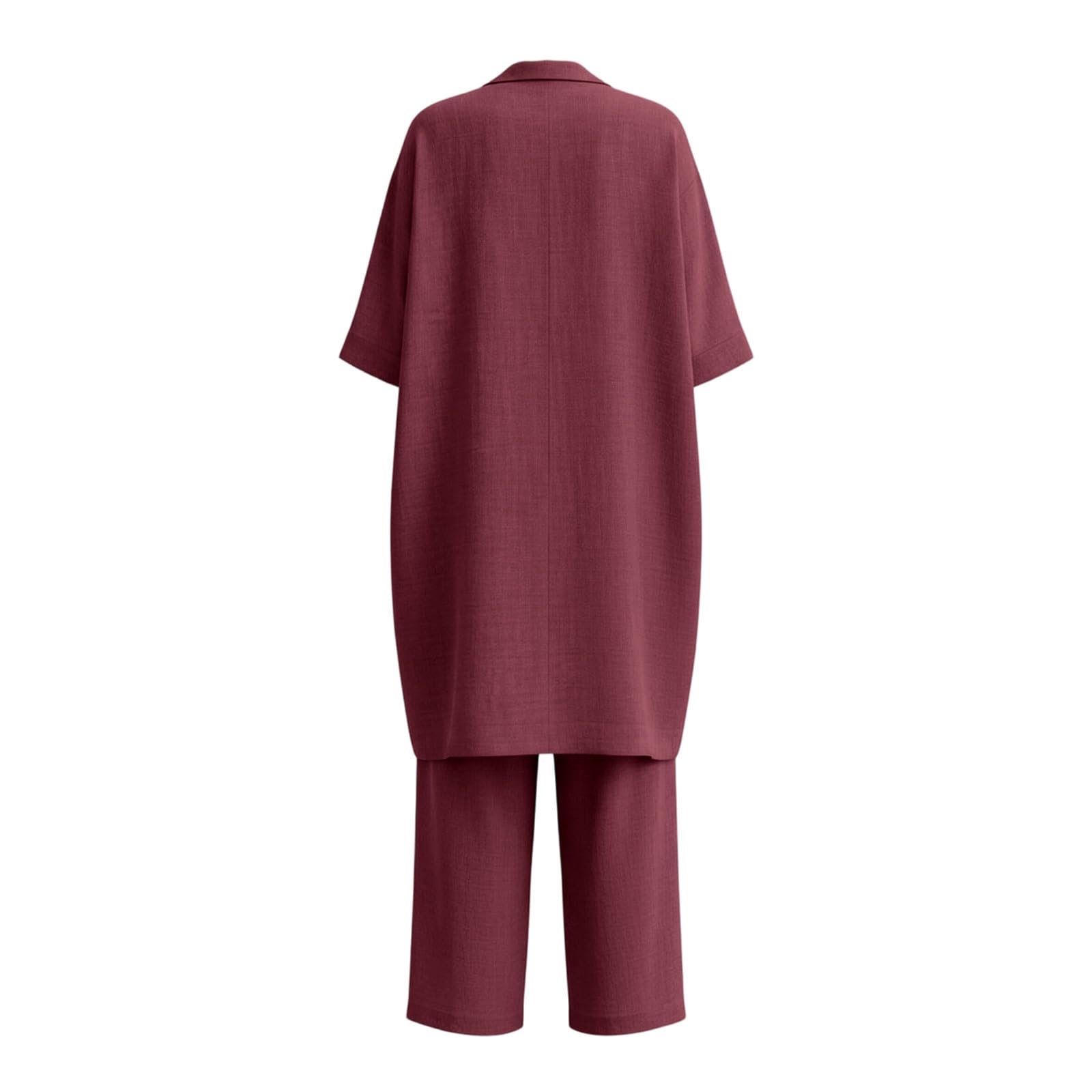 Set da 3 pezzi per il tempo libero estivo in cotone e lino, a maniche corte, cardigan aperto sul davanti, top elastico in vita, pantaloni lunghi casual larghi comodi abiti da viaggio