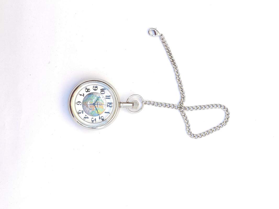 Classic Nickle Anchor Globe Antique Pocket Gandhi Watch Royal Look Indian Handicraft Gift Item-image-25