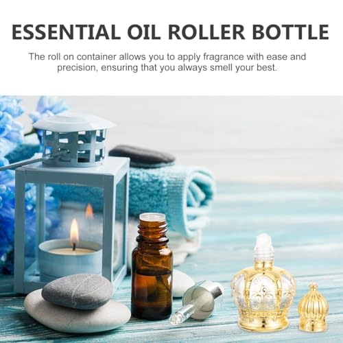 Image of Housoutil 10ml Essential Oil Glass Roller Bottle, 20PCS Refillable Vintage Perfume Bottles, Middle Eastern Style Glass Roll on Dispenser with Cap for Thai Amulet Essential Oil Catholic Baptism