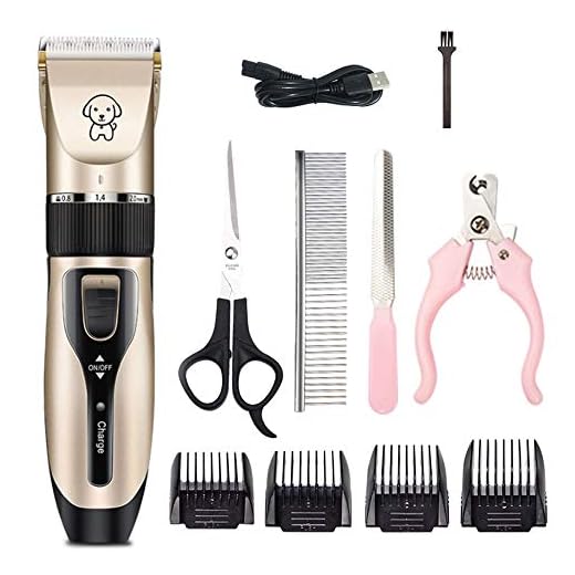 Daerzy Pet Grooming Cortador de cabelo Cortador de cabelo Low Noise Dog Cat Coelho Aparador de pêlos Cortador de cabelo bebê Clipper USB Recarregável Barbeadores Elétricos Pet Professional Grooming Machine