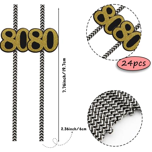 24 pitillos biodegradables de papel dorado y negro miniatura 2
