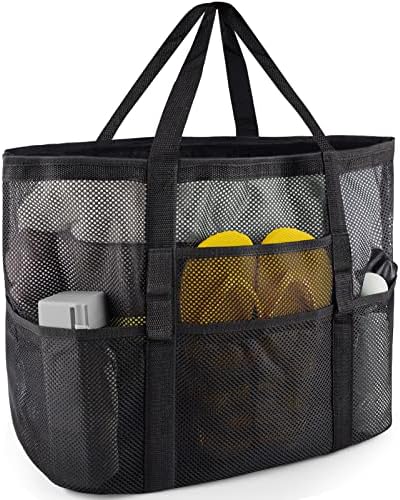 SRISE Mesh Beach Bag - Large Beach Tote Bag for Family Beach Bag for Toys & Vacation Essentials